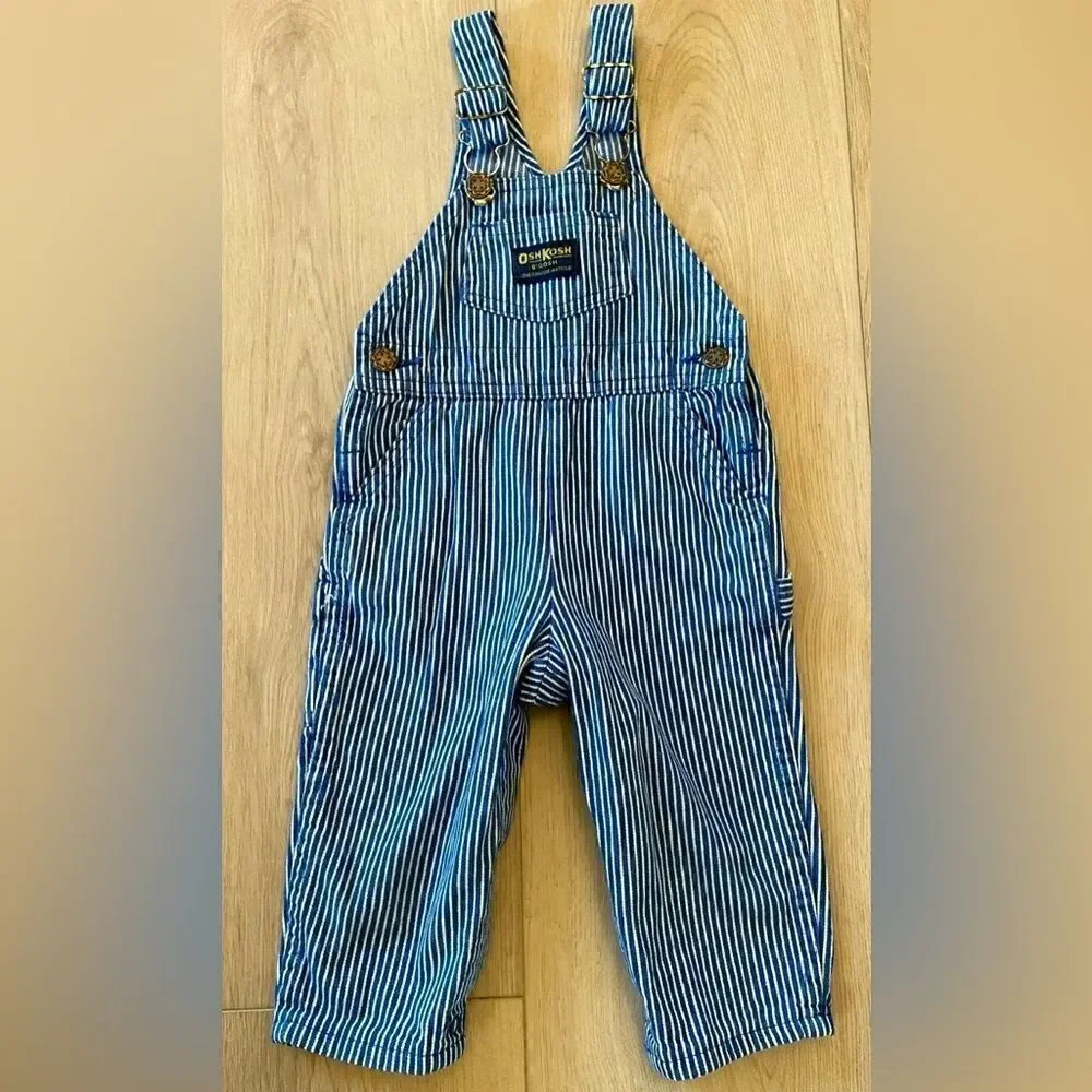 Vtg OshKosh B’Gosh Kids Vestbak Denim Train Conductor Overalls USA | 18M